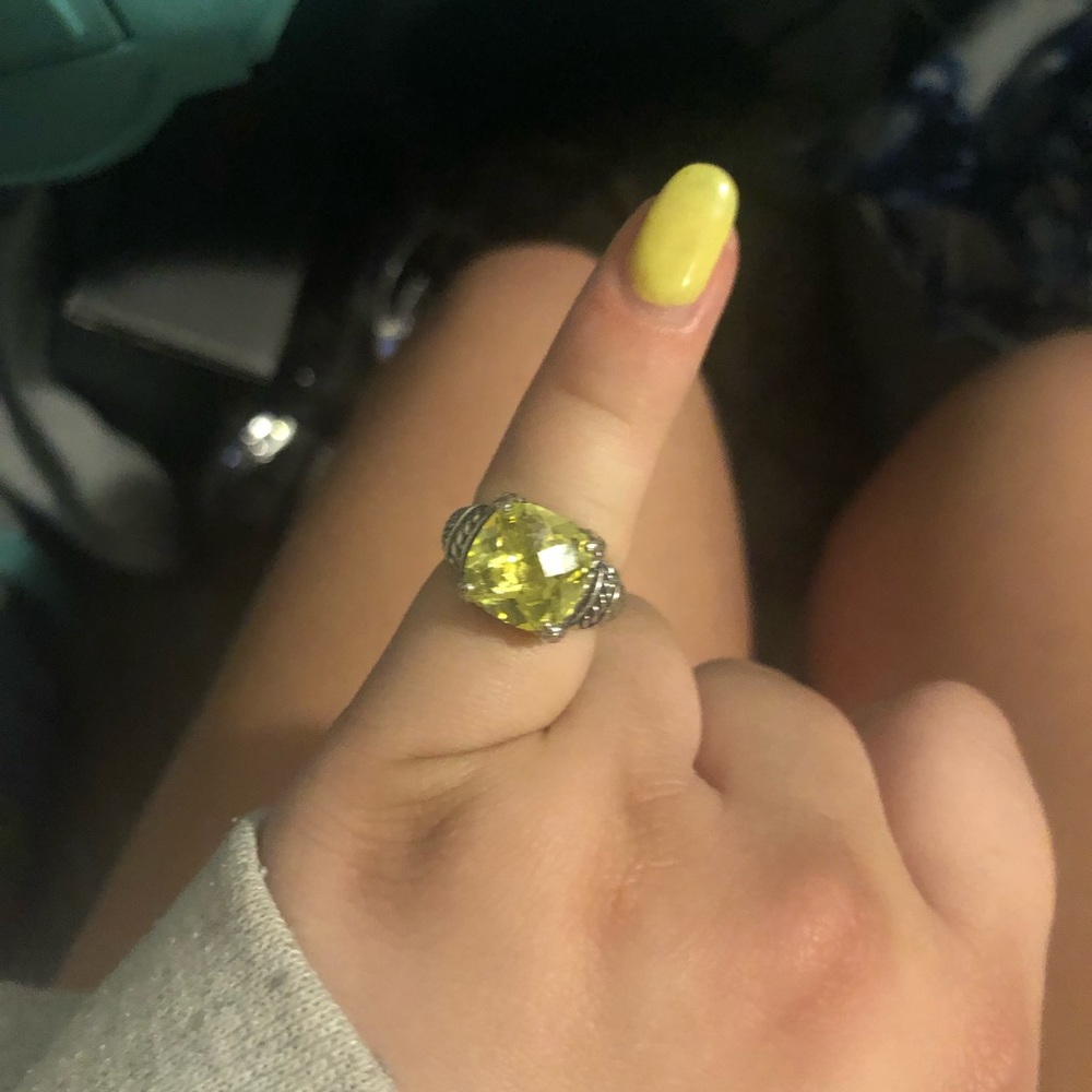 Yellow diamond  size 5 fashion ring/can be resized